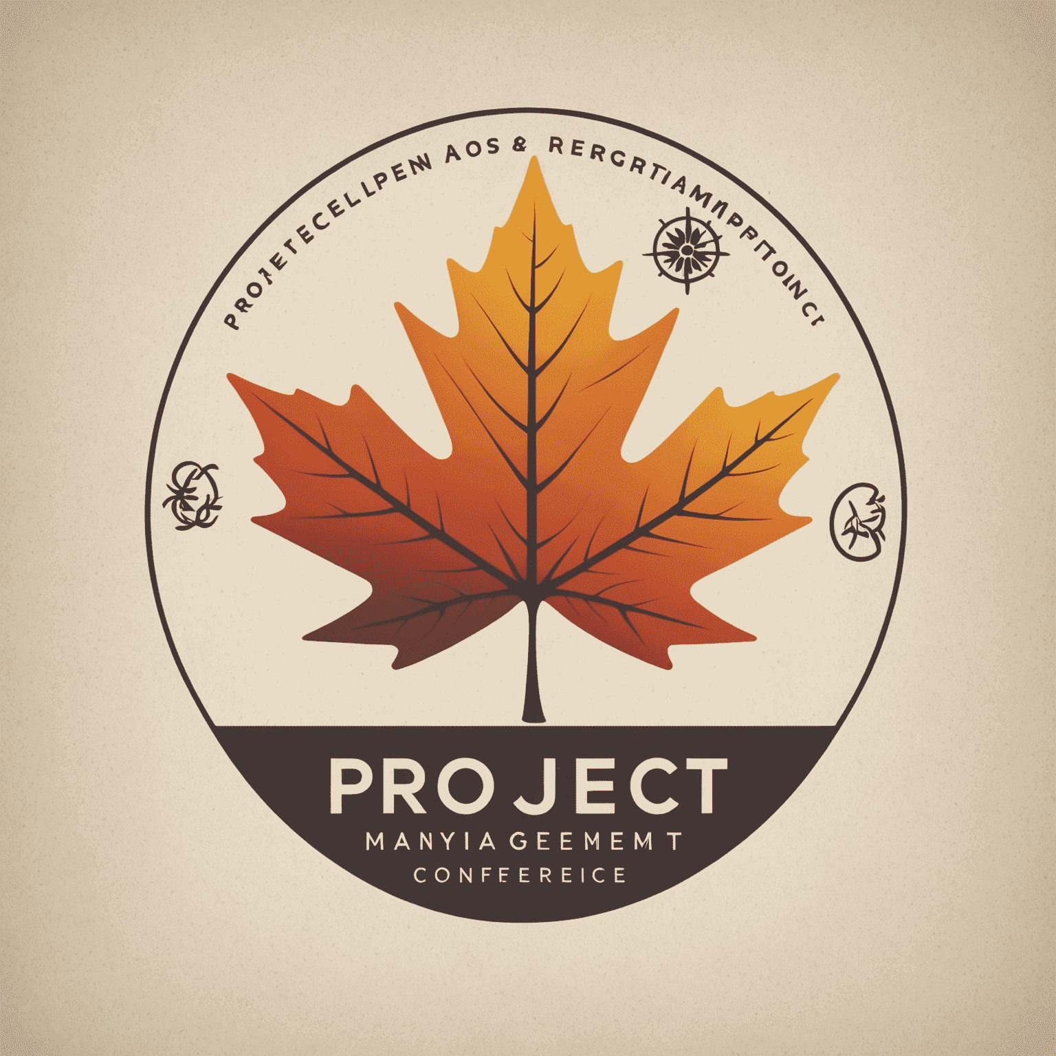 Project Management Conference Logo featuring a stylized maple leaf integrated with project management symbols