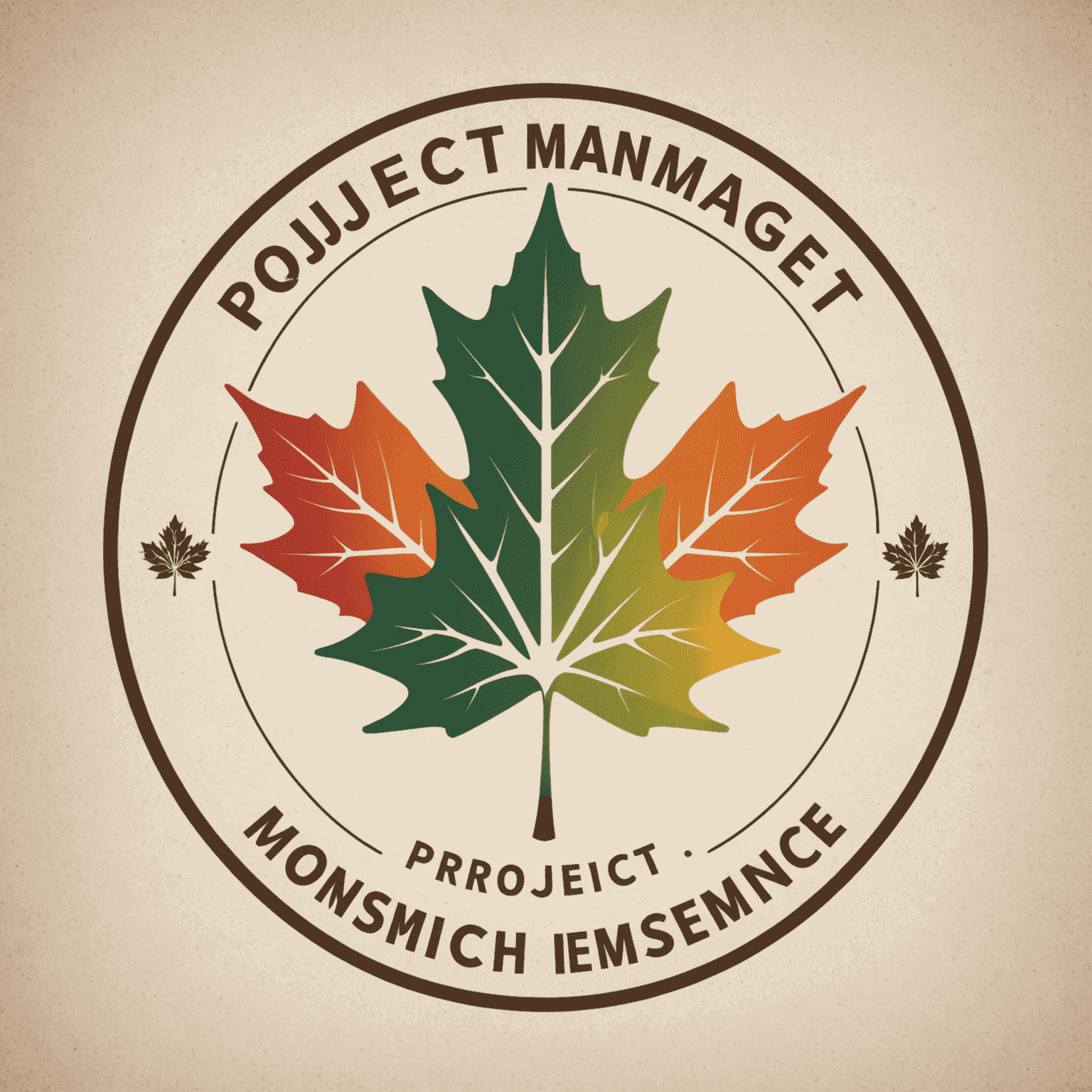 Project Management Conference Logo featuring a stylized maple leaf integrated with project management symbols