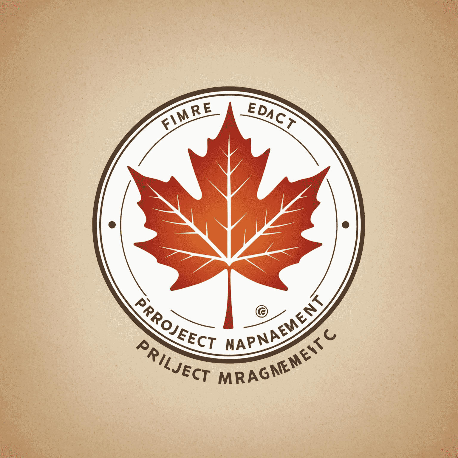 Project Management Conference Logo featuring a stylized maple leaf integrated with project management symbols