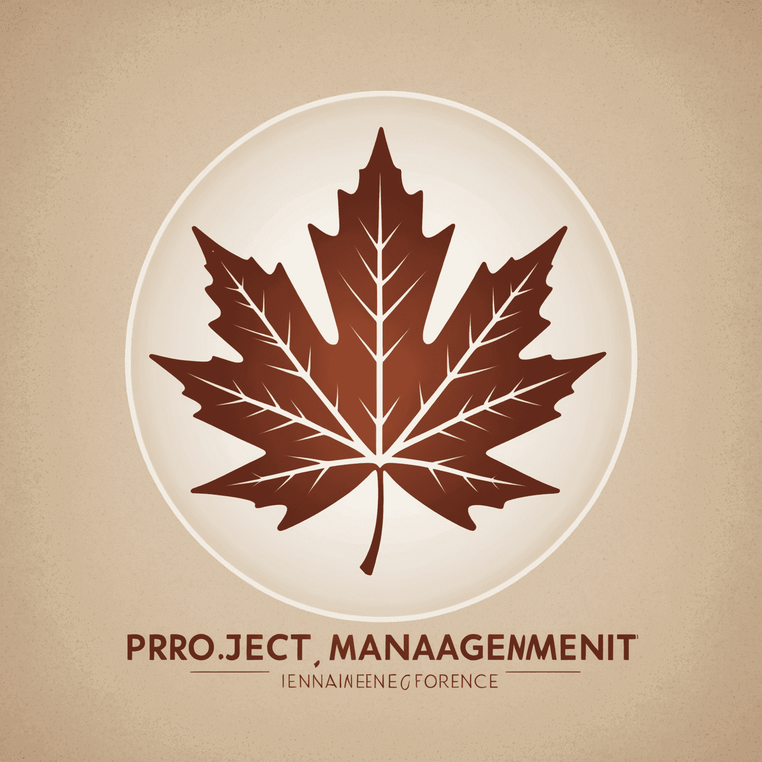Project Management Conference Logo featuring a stylized maple leaf integrated with project management symbols