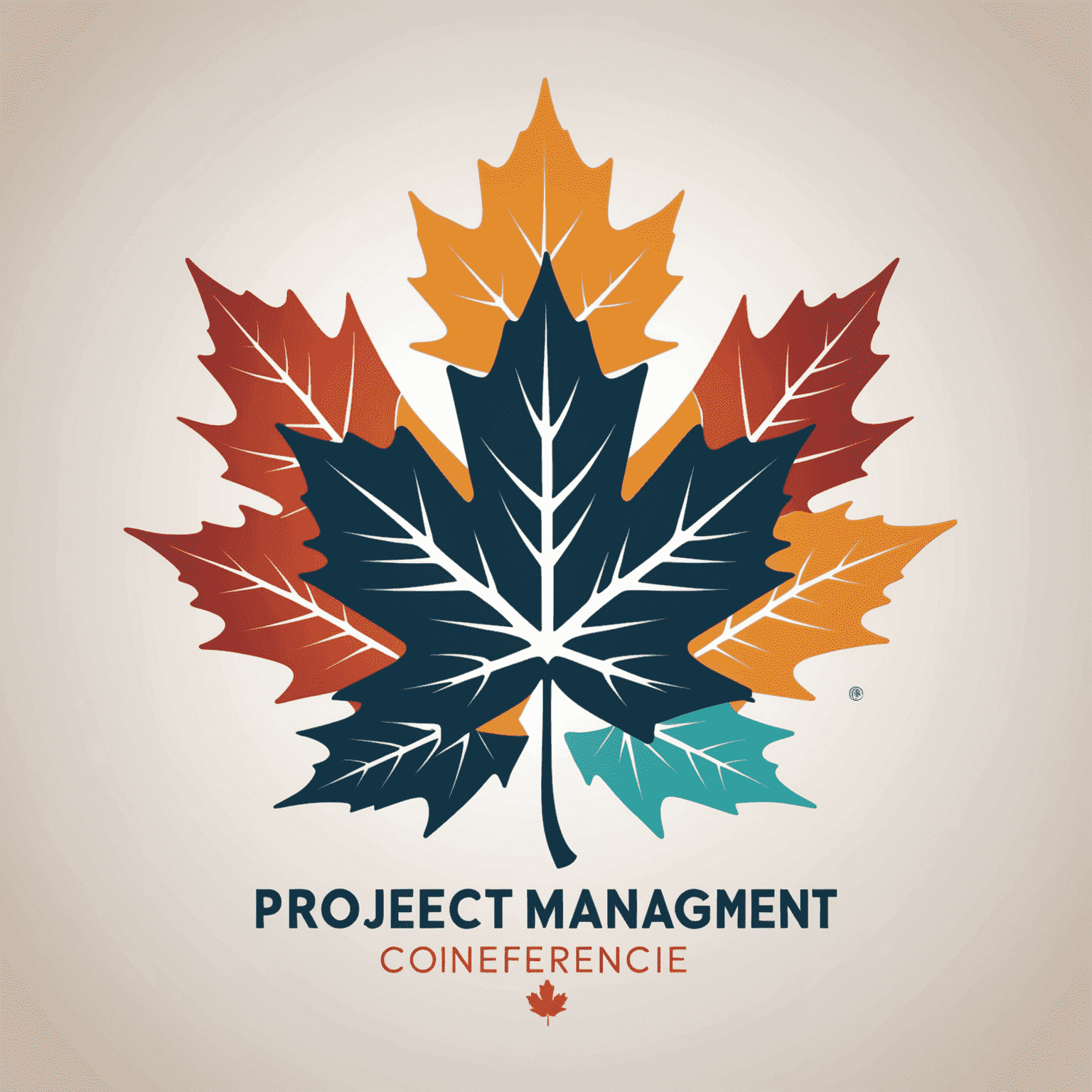 Project Management Conference Logo featuring a stylized maple leaf integrated with project management symbols