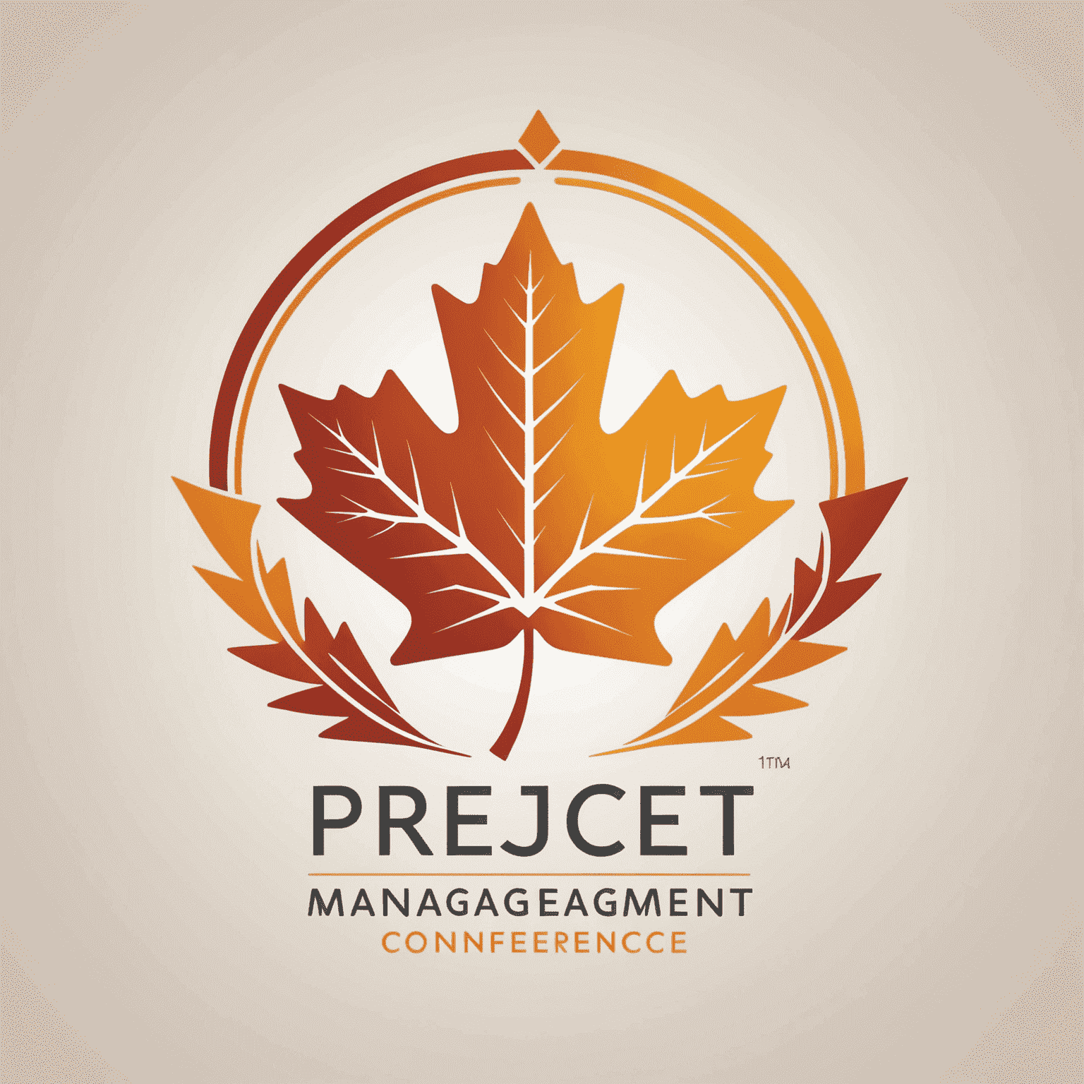 Project Management Conference Logo featuring a stylized maple leaf integrated with project management symbols