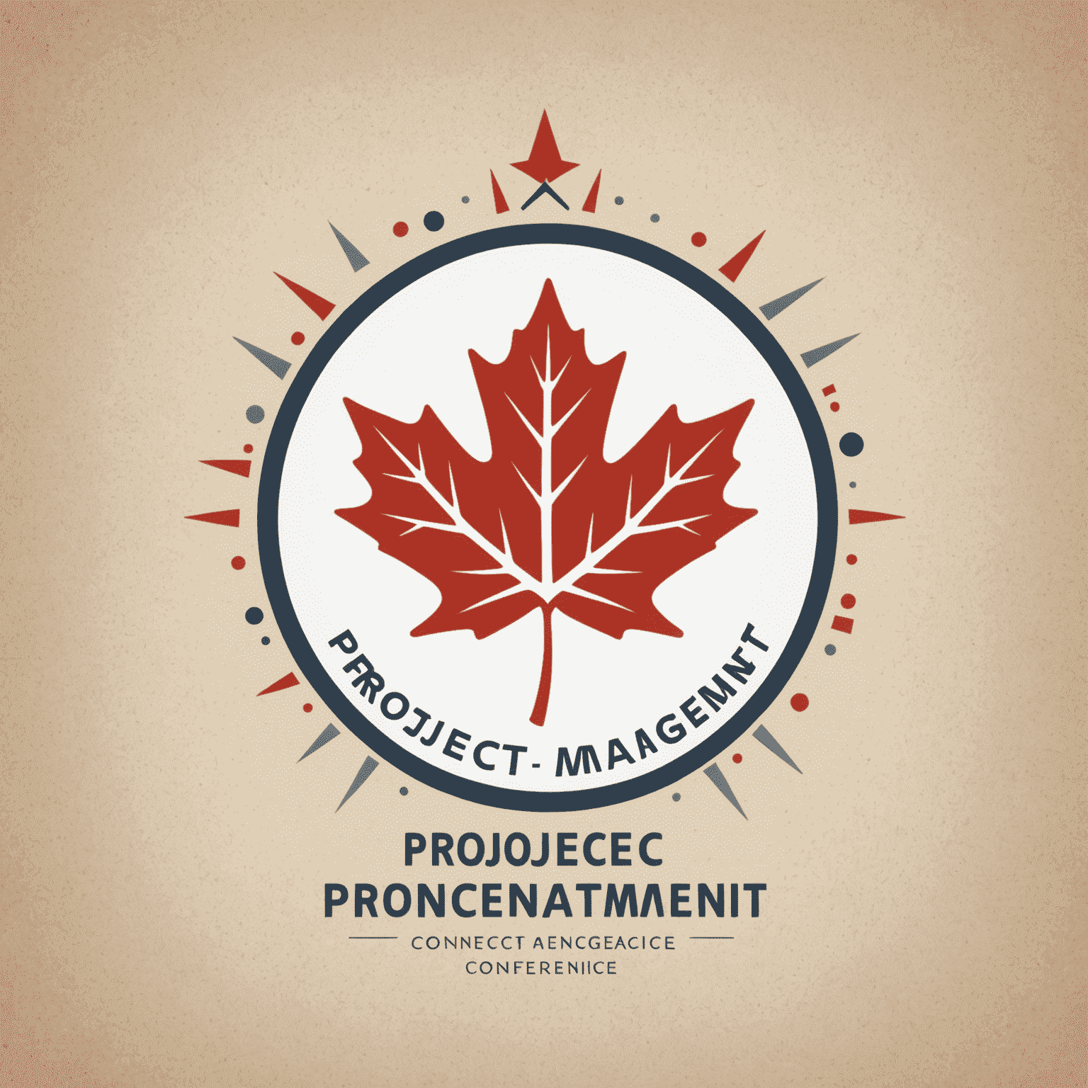 Project Management Conference Logo featuring a stylized maple leaf integrated with project management symbols